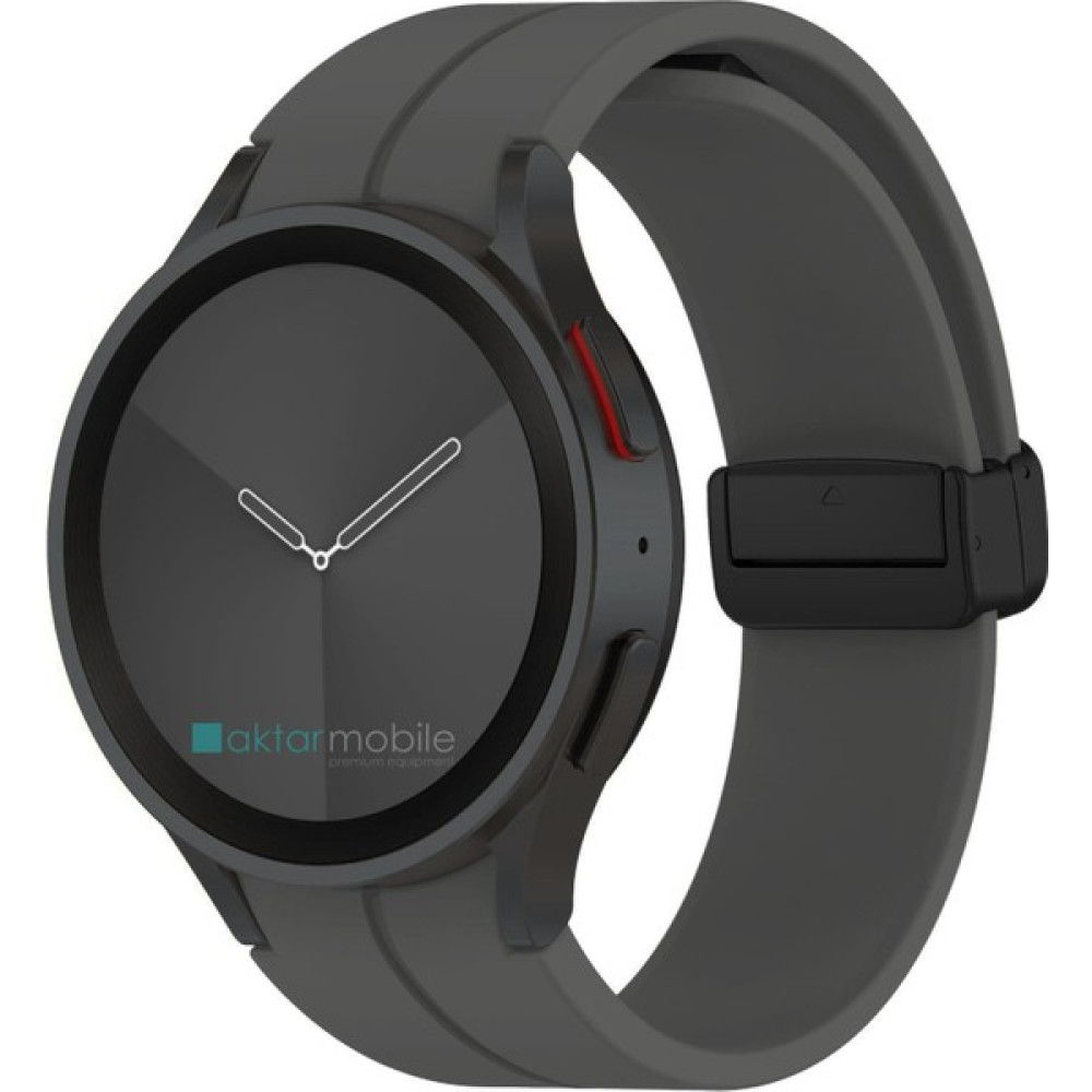 AktarMobile Samsung Galaxy Watch 4 Classic 42 46 mm Silikon Kordon Magnetik D Tokalı Spor Kayış Mıknatıslı Toka - Füme Giyilebilir Teknoloji Aksesuarları Fiyatı