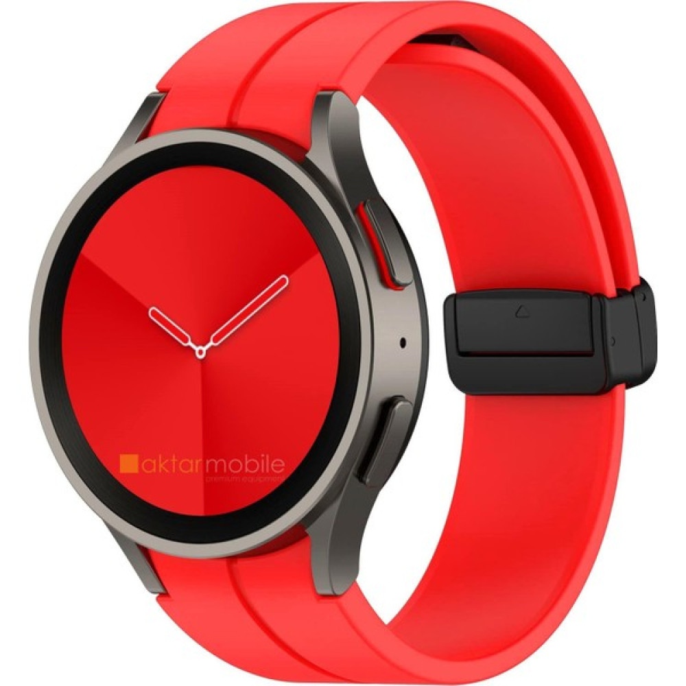 AktarMobile Samsung Galaxy Watch 4 Classic 42 46 mm Silikon Kordon Magnetik D Tokalı Spor Kayış Mıknatıslı Toka - Kırmızı Giyilebilir Teknoloji Aksesuarları Fiyatı