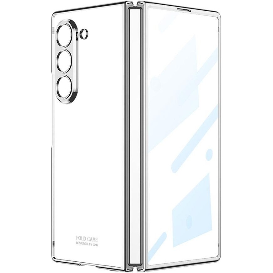AktarMobile Samsung Galaxy Z Fold 6 Uyumlu Kılıf Premium Camlı Kapak Kamera Korumalı Metalik Kenarlı Glitter - Gümüş Cep Telefonu Kılıfı Fiyatı
