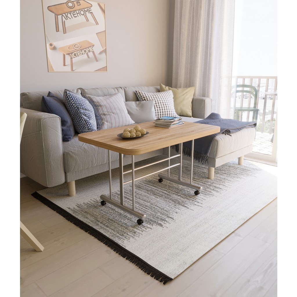 Akte Home Çok Amaçlı Tekerlekli Orta Sehpa Metal Ayaklı Masa 60X100 Sonomo - Metalsonomo Orta Sehpa Fiyatı