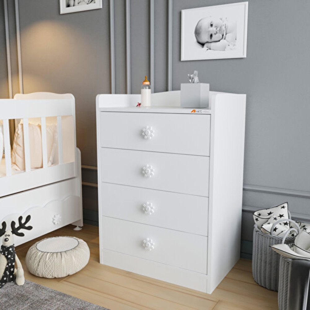 Akte Home White 4 Çekmeceli Şifonyer - Beyaz Şifonyer Fiyatı
