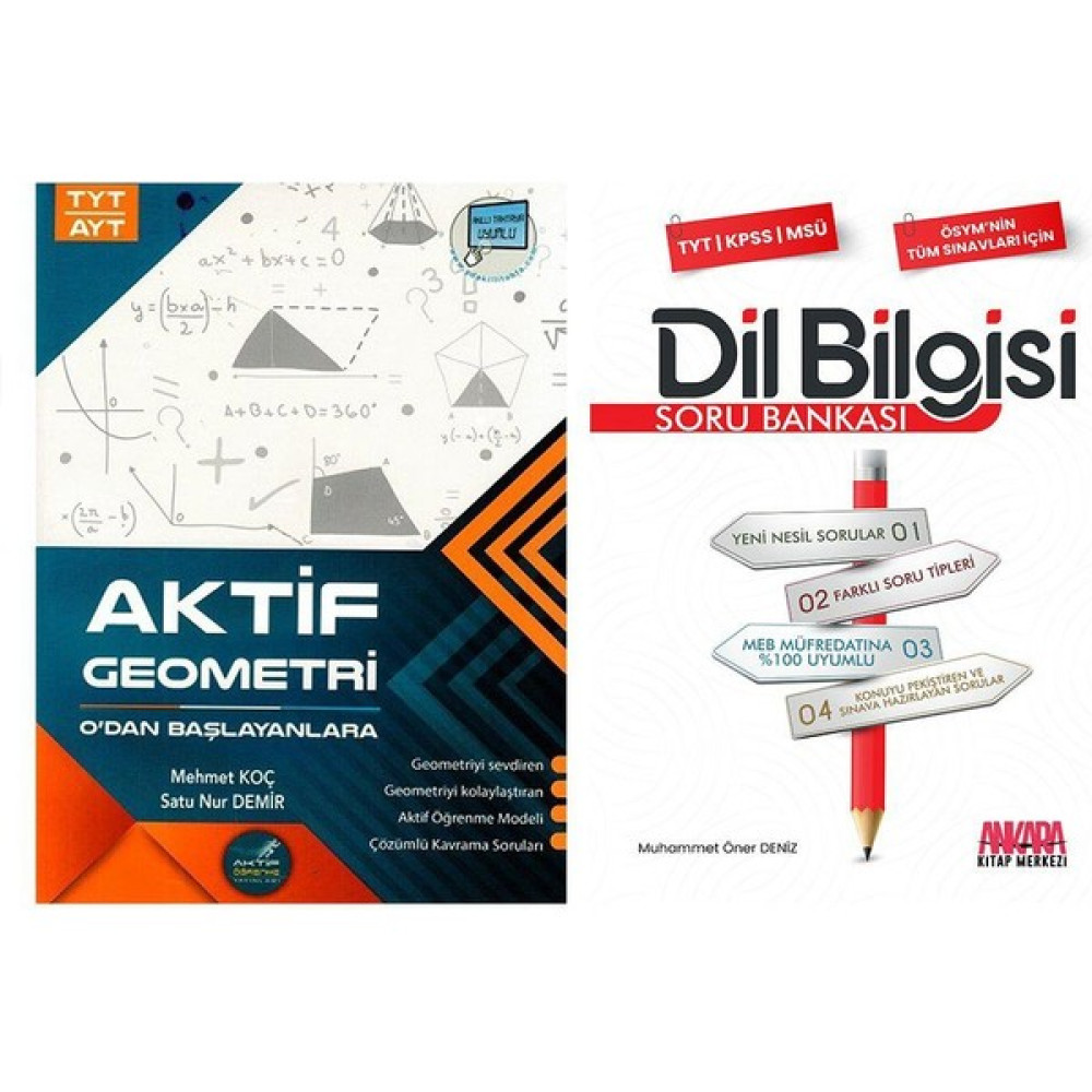 Aktif Öğrenme TYT AYT Geometri 0’ Dan Başlayanlara ve Dil Bilgisi Soru Bankası Seti 2 Kitap Temel Yeterlilik Testi (TYT) Fiyatı