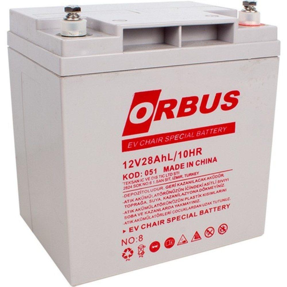 Akü 12 Volt 28 Amper Dik Tip Orbus ( 167 x 125 x 175 mm ) (Engelli Araç Aküsü) Oto Boyaları Fiyatı