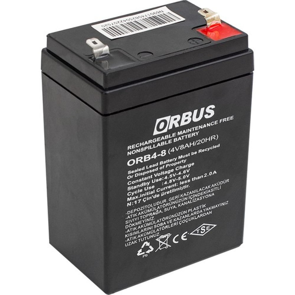 Akü 4 Volt 8 Amper Orbus Orb4-8 (68 x 45 x 95 Mm) (81) Akü Fiyatı
