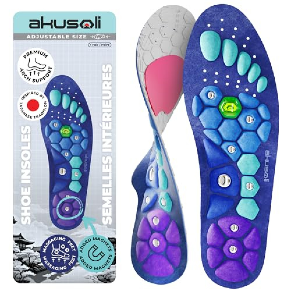 Akusoli Acupressure Insoles, Arch support and Work Boots Insoles US:5-10