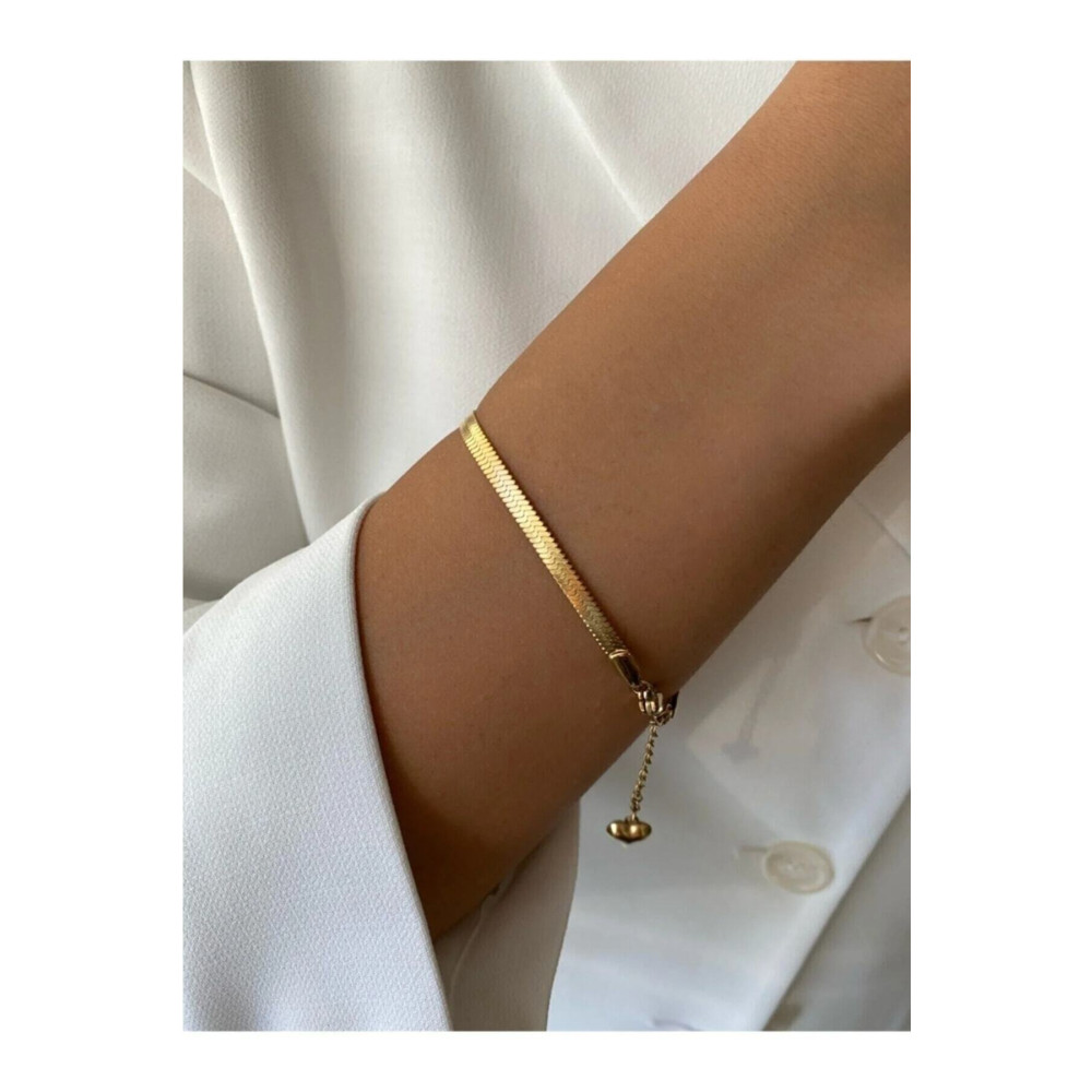Âlâ Atelier Kararmaz Solmaz Ezme Italyan Zincir Bileklik Gold 18 Beden Çelik Bilezik Fiyatı