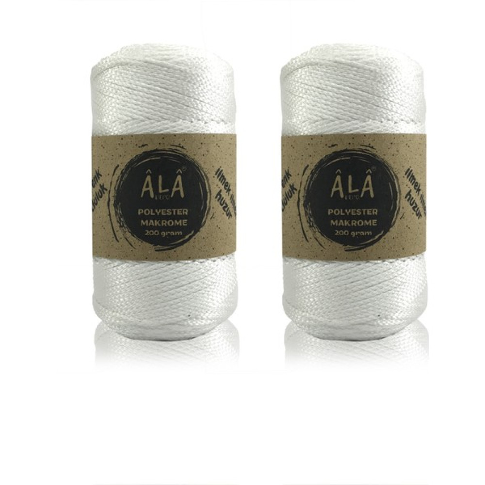 Ala Depo 2 Adet Polyester Makrome 3mm Çanta Supla Runner Örgü Ipi 2X200 gr Beyaz 200-02 Oyun & Hobi Fiyatı