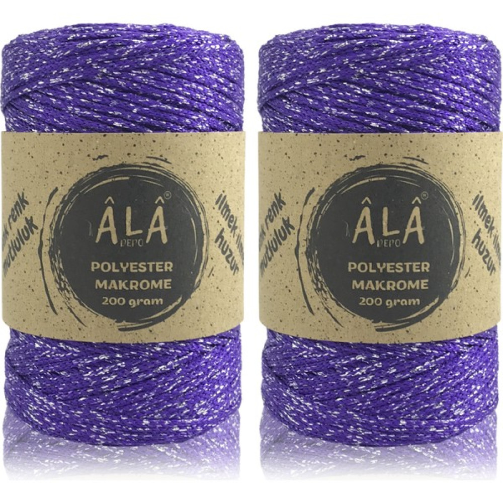 Ala Depo 2 Adet Polyester Makrome 3mm Çanta Supla Runner Örgü Ipi 2X200 gr Simli Mor 200-40 - - Oyun & Hobi Fiyatı
