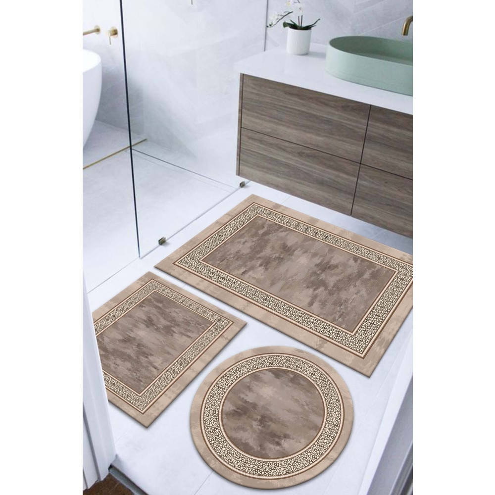 ALAADDİN CARPET Kaymaz Tabanlı Leke Tutmaz Yıkanabilir 3lu (60x100) 2(50x60)banyo Halısı Banyo Paspası Klozet Takımı Banyo Tekstili Fiyatı