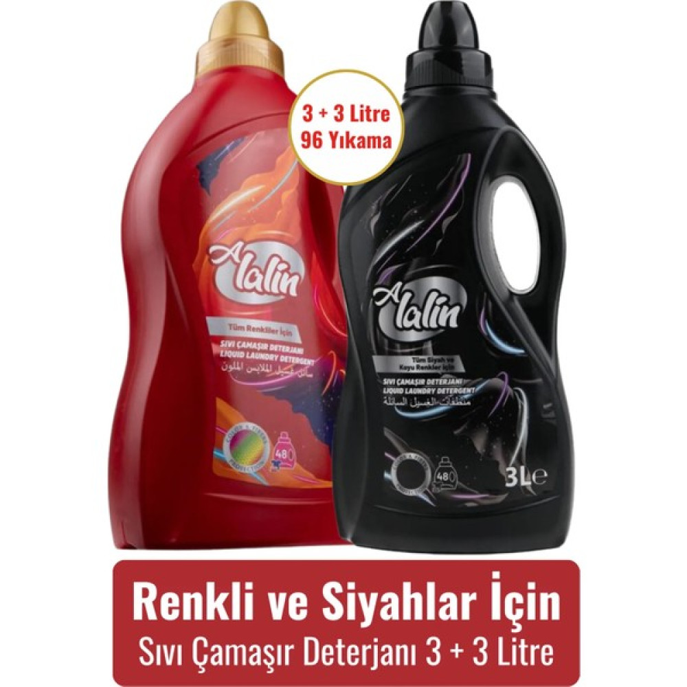Alalin Renkliler ve Siyahlar Için Sıvı Çamaşır Deterjanı 3 + 3 Litre 96 Yıkama Avantaj Paketi Çamaşır Deterjanı Fiyatı