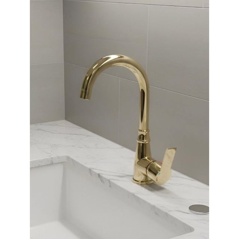 Alamera Pro Kuğu Banyo Lavabo Bataryası Altın - Su Tasarruflu, Modern Tasarım, Uzun Ömürlü Kullanım Bataryalar & Musluklar Fiyatı