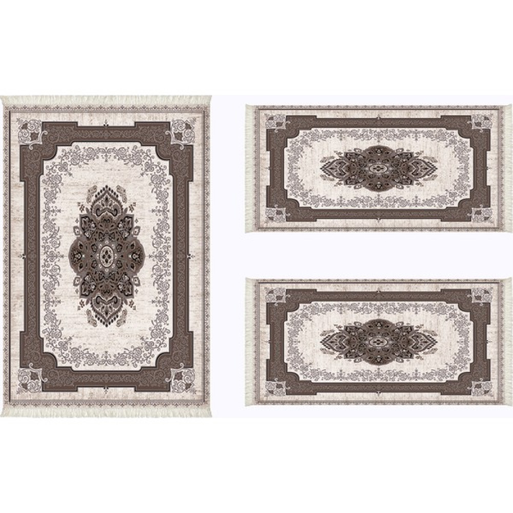 Alanur Almira Yatak Odası Halısı 3'lü Set 80 x 150 cm + 2 Adet 60 x 100 cm AL310C096KA - Açık Kahverengi Salon Halısı Fiyatı