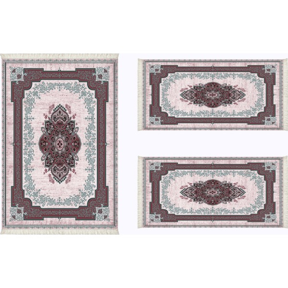 Alanur Almira Yatak Odası Halısı 3'lü Set 80 x 150 cm + 2 Adet 60 x 100 cm AL310C096PU - Pudra Salon Halısı Fiyatı