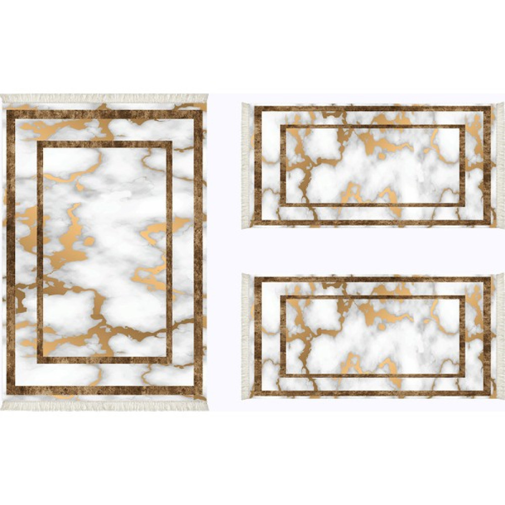 Alanur Almira Yatak Odası Halısı 3'lü Set 80 x 150 cm + 2 Adet 60 x 100 cm AL310M036 - Krem Salon Halısı Fiyatı