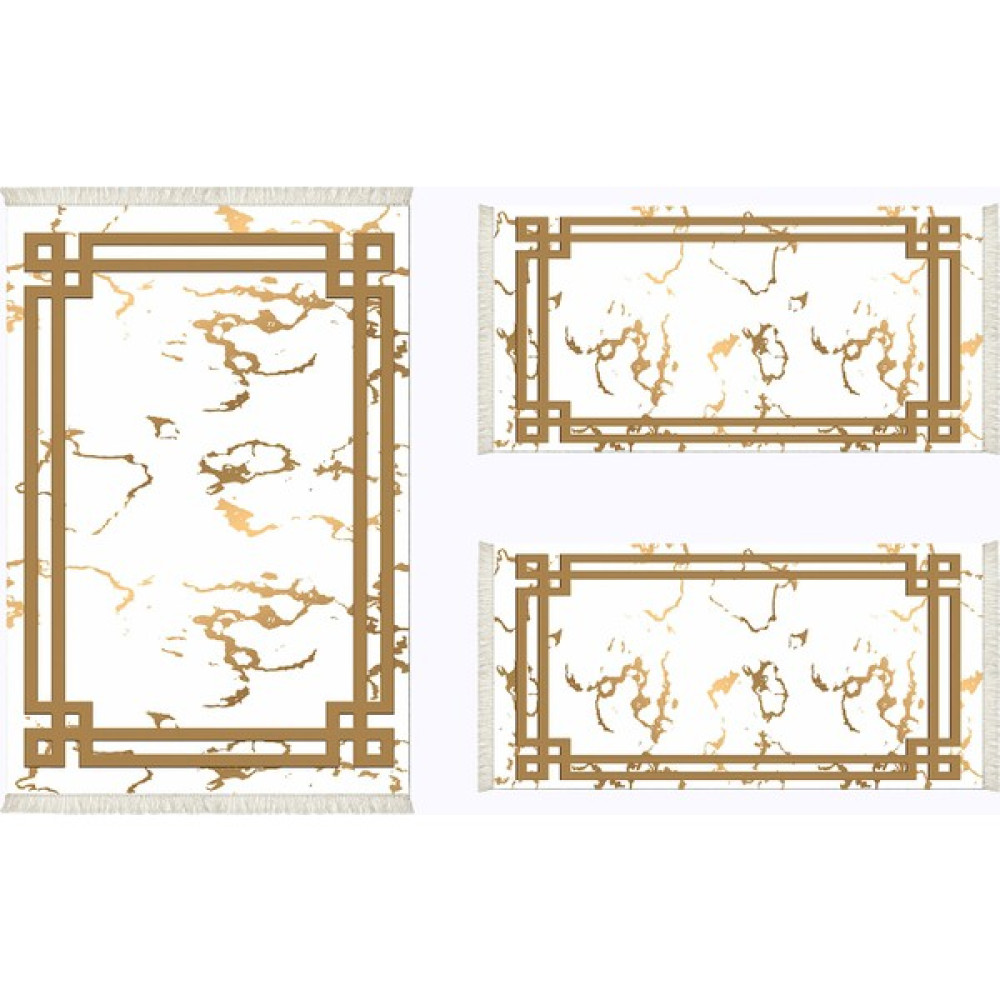 Alanur Almira Yatak Odası Halısı 3'lü Set 80 x 150 cm + 2 Adet 60 x 100 cm AL310M037 - Krem Salon Halısı Fiyatı