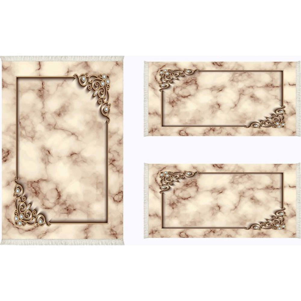 Alanur Almira Yatak Odası Halısı 3'lü Set 80 x 150 cm + 2 Adet 60 x 100 cm AL310M097 - Krem Salon Halısı Fiyatı
