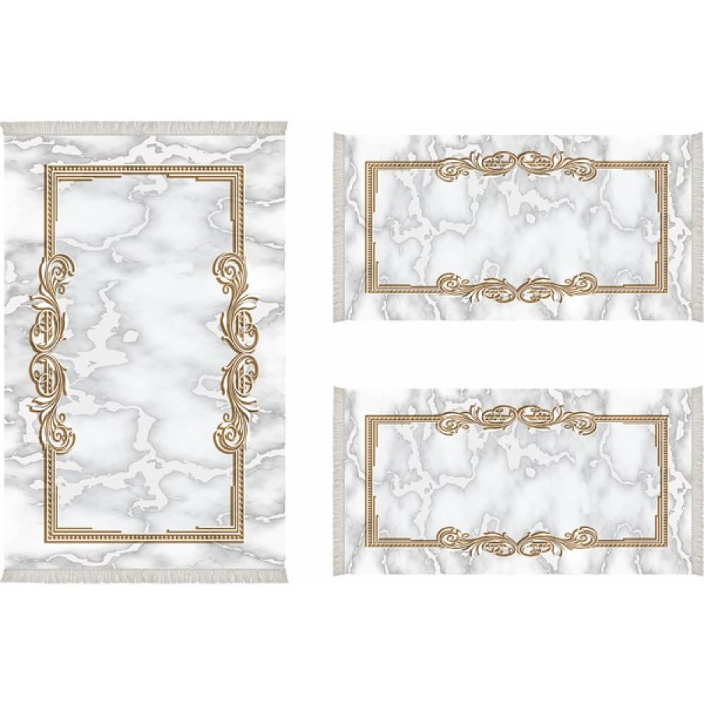 Alanur Almira Yatak Odası Halısı 3'lü Set 80 x 150 cm + 2 Adet 60 x 100 cm AL310M098 - Krem Salon Halısı Fiyatı