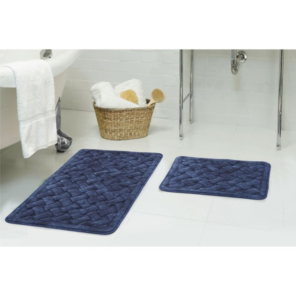 Alanur Conexos Eskitme Cotton %100 Pamuk Yıkanabilir 2li Paspas Seti Klozet Takımı Lacivert Klozet Takımı Fiyatı