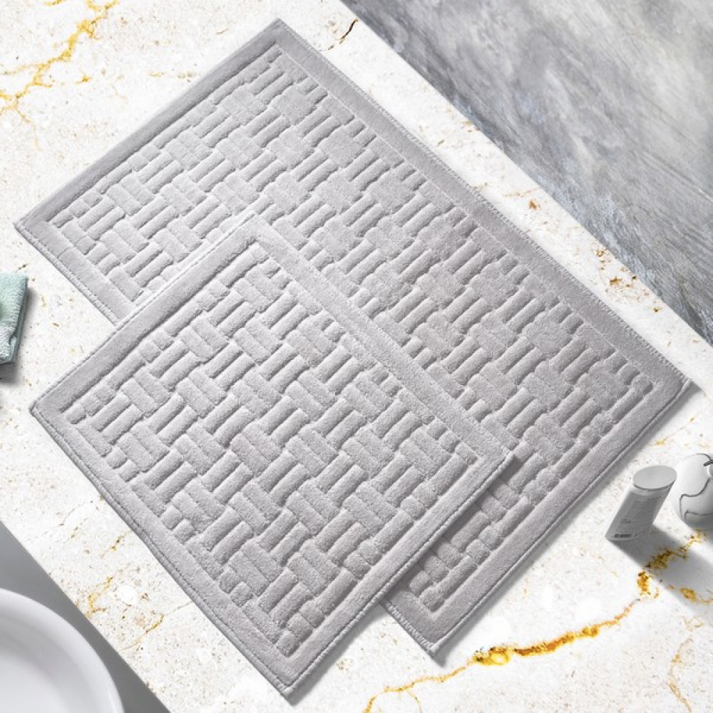 Alanur Home Domino Cotton 2'li Paspas Gri - Gümüş Klozet Takımı Fiyatı