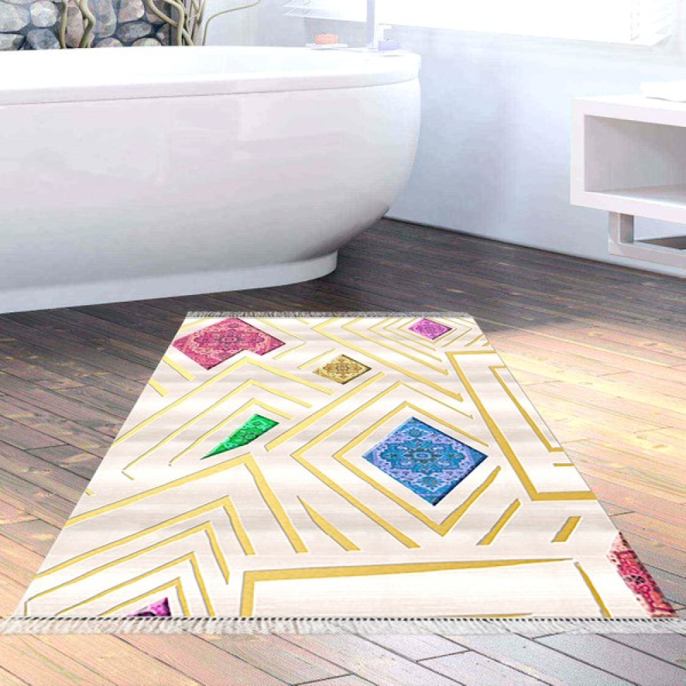 Alanur Home Eko Trend Djt Banyo Paspası Yıkanabilir Kaymaz Taban P1337 Modern Renkli - 100 x 150 cm Salon Halısı Fiyatı