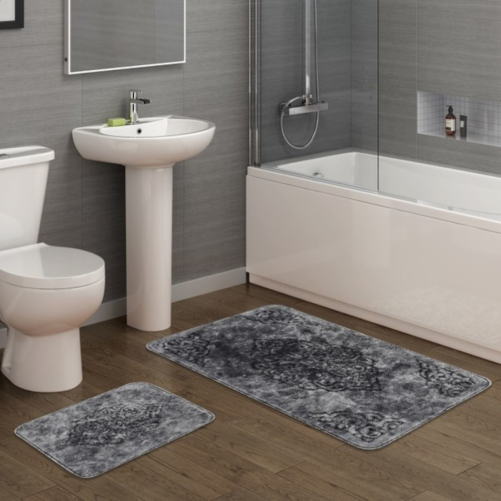 Alanur Home Glory Cotton Eskitme 2'li Paspas Seti Klozet Takımı Antrasit Klozet Takımı Fiyatı