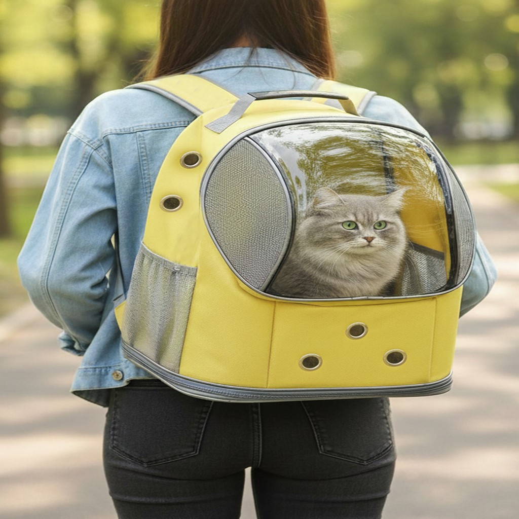 AlaPet Galaksi Kedi Taşıma Çantası (Yeni Model) Ekstra Hava Kanallı Kedi Çantası - Sarı Diğer Fiyatı