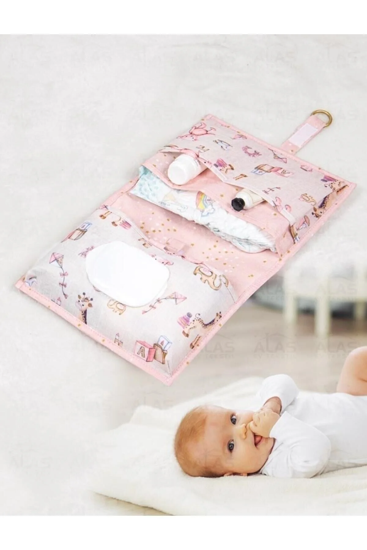 alas ev tekstil Alas Baby Alt Bakım Çantası - Pembe" Bebek Banyo-Tuvalet Fiyatı