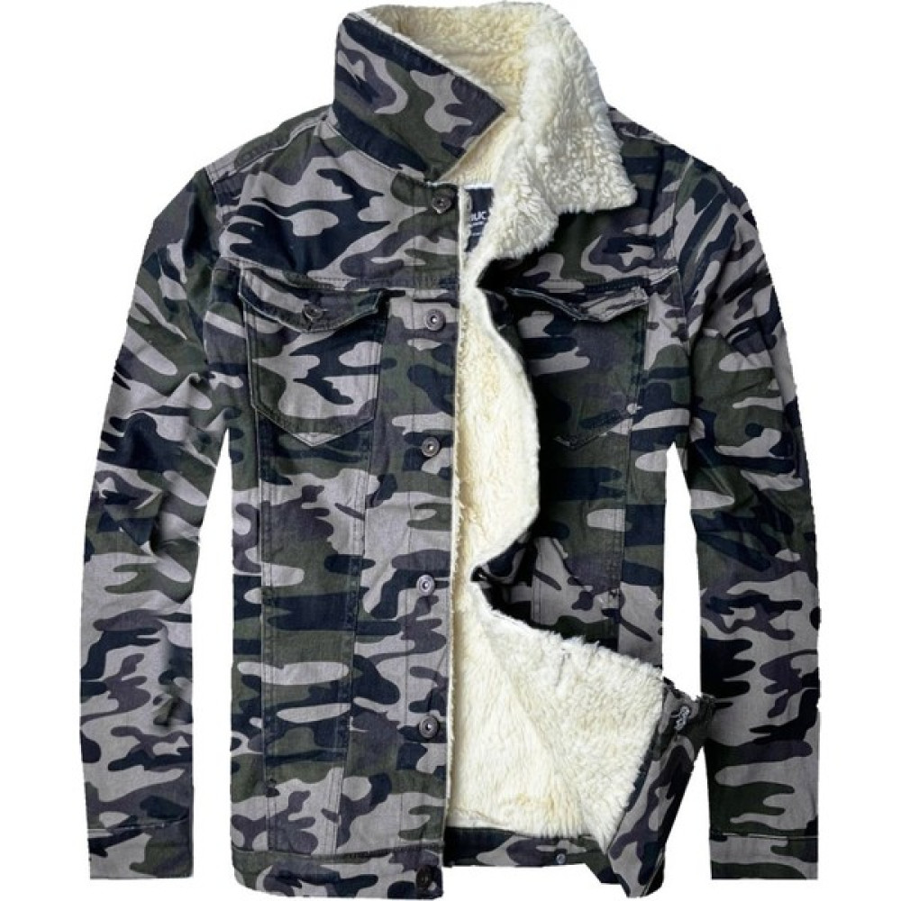 Alaska The Last Frontier R.lion Slim Fit Kürklü Kot Mont Premium Denim--Koyu Kamuflaj-- Erkek Mont Fiyatı