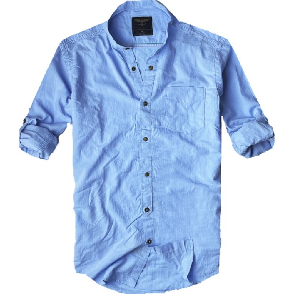 Alaska The Last Frontier Slim Fit %100 Pamuk Kumaş Hakim Yaka Uzun Kol Gömlek--Açık Düz Mavi-- Erkek Gömlek Fiyatı