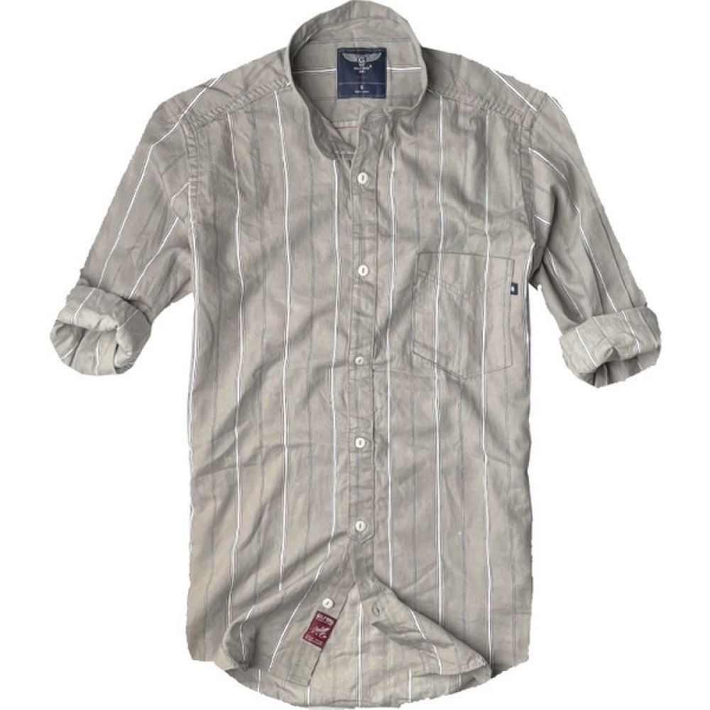 Alaska The Last Frontier Slim Fit %100 Pamuk Kumaş Hakim Yaka Uzun Kol Gömlek--Taba Çizgili-- Erkek Gömlek Fiyatı