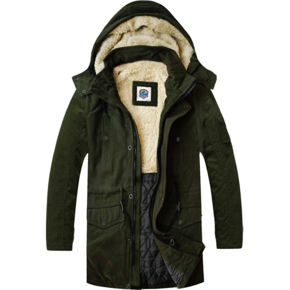 Alaska The Last Frontier Slim Fit Çıkarılabilir Kapüşonlu Su ve Soğuk Geçirmez Oxford Kumaş Uzun Parka Kaban--Khaki-- Erkek Mont Fiyatı