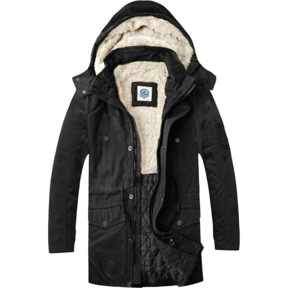 Alaska The Last Frontier Slim Fit Çıkarılabilir Kapüşonlu Su ve Soğuk Geçirmez Oxford Kumaş Uzun Parka Kaban--Siyah-- Erkek Mont Fiyatı