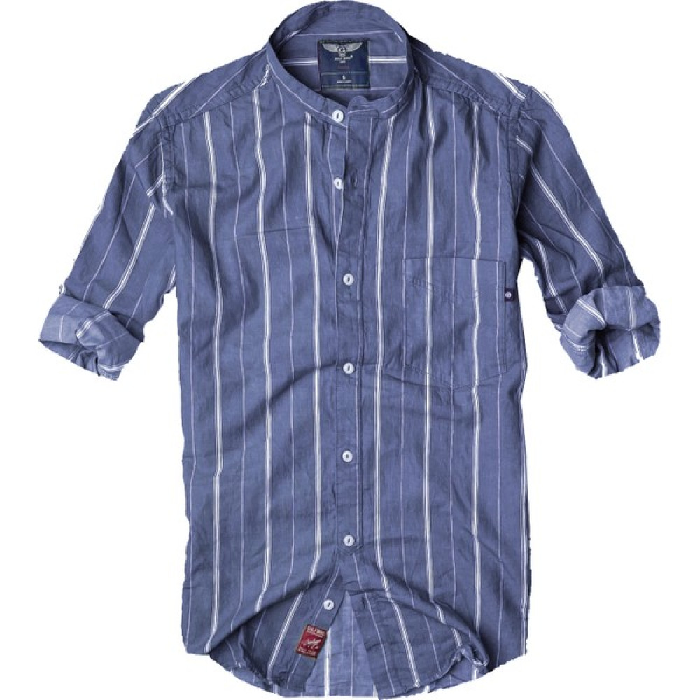 Alaska The Last Frontier Slim Fit Saf Pamuk Kumaş Hakim Yaka Uzun Kol Gömlek-Çizgili Koyu Mavi- Erkek Gömlek Fiyatı