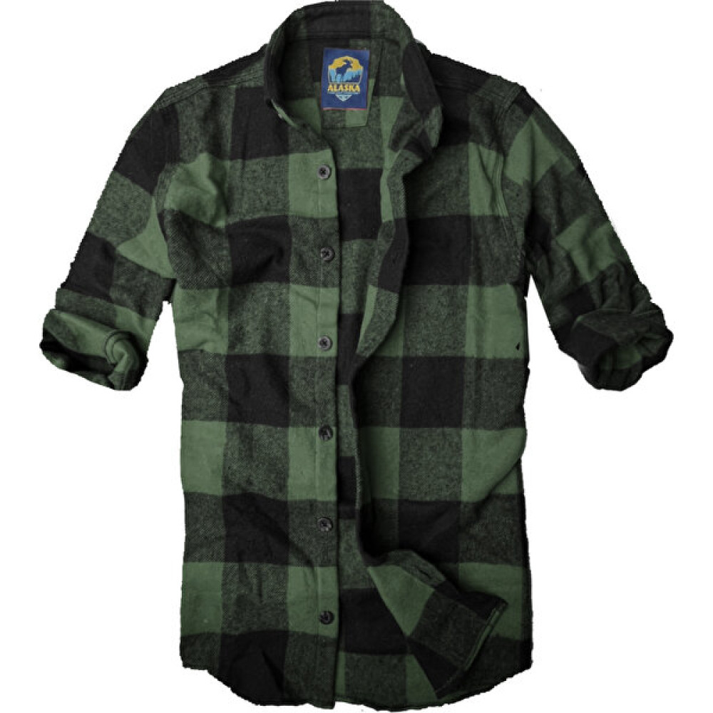 Alaska The Last Frontier Slim Fit Saf Pamuk Oduncu Gömleği-- Haki Siyah-- Erkek Gömlek Fiyatı