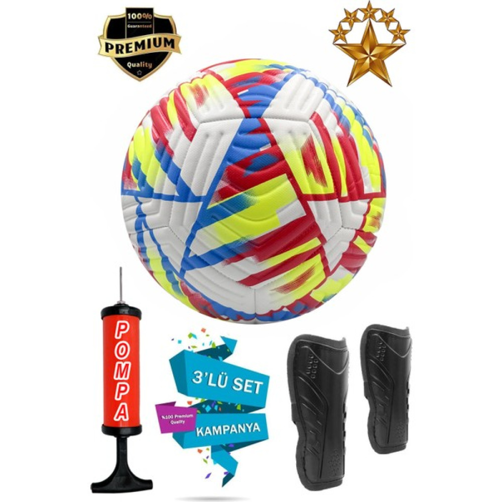 Alastor Profesyonel Futbol Topu 3'lü Set Dikişli Futbol Topu Dayanıklı Tekmelik(Dizlik) ve Pompa Dahil Toplar Fiyatı