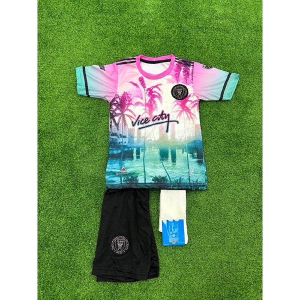 Alaturka Mix Messi Inter Miami Vice City Çocuk Futbol Forması 3'lü Takım (Forma-Şort-Çorap) Futbol Malzemeleri Fiyatı