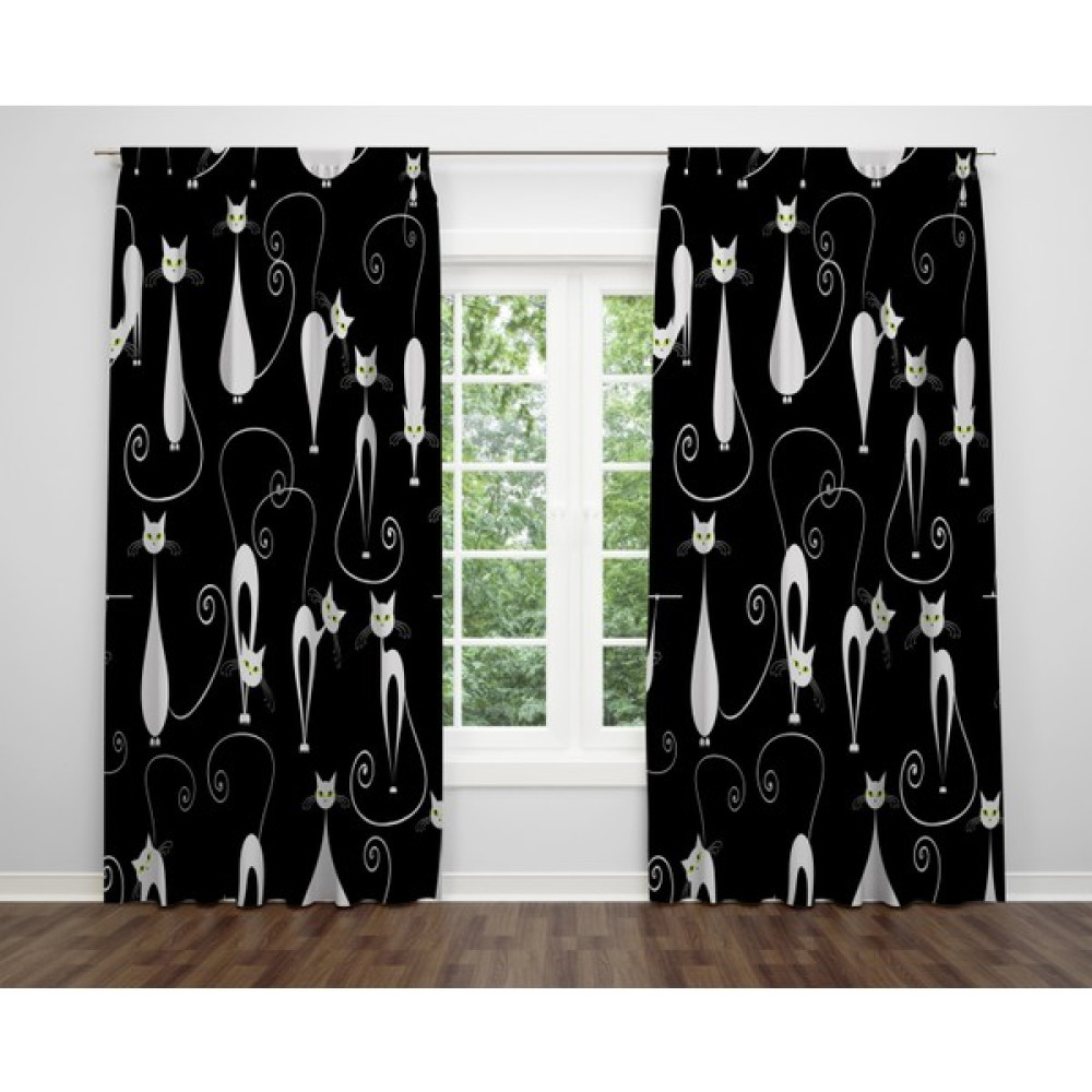 Alban Home Çocuk Odası Kedi Desenli Dijital Baskı Tek Kanat Fon Perde 140X270 - Renkli - 140 x 270 cm Fon Perde Fiyatı