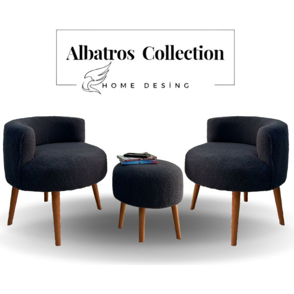 Albatros Collection Antrasit Tedy Çay Seti Koltuk,2 Berjer,1 Puf Tk. (,salon,ofis, Balkon,işyeri,yatakodası,çocukodası) Puf Fiyatı