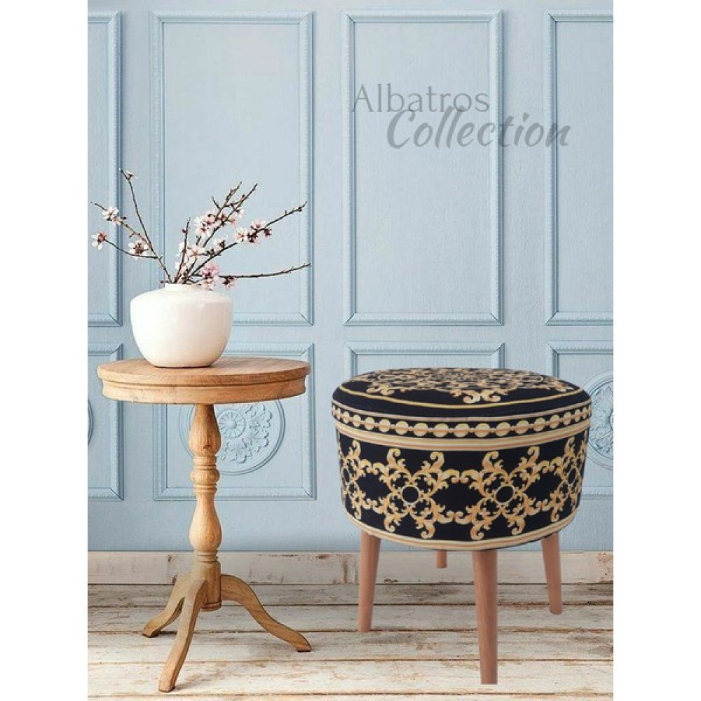 Albatros Collection Dekoratif, Gold, Desen, Ahşap, Ayak, Ethnic, Bohem, Handmade, Puf, Tabure, Sandalye, Bench, Koltuk - Naturel Puf Fiyatı