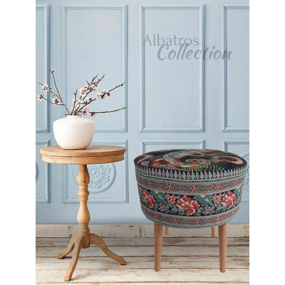 Albatros Collection Dekoratif, Kadın, Desen, Ahşap, Ayak, Ethnic, Bohem, Handmade, Puf, Tabure, Sandalye, Bench, Koltuk - Siyah Puf Fiyatı