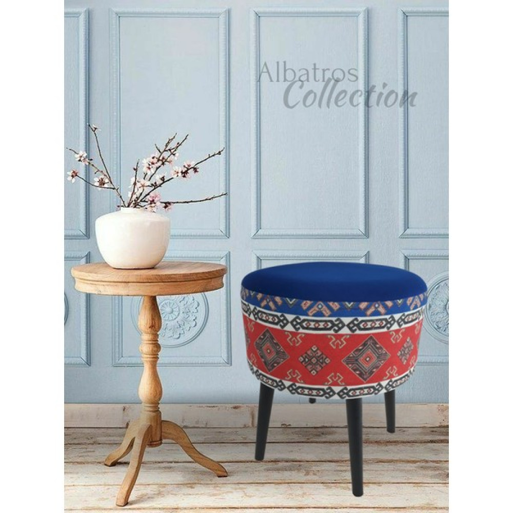 Albatros Collection Dekoratif, Lavivert, Desen, Ahşap, Ayak, Ethnic, Bohem, Handmade, Puf, Tabure, Sandalye, Bench, Koltuk - Siyah Puf Fiyatı