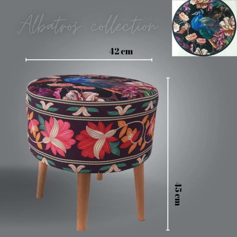 Albatros Collection Dekoratif,tavuskuşu,desen,ahşap,ayak,ethnic,bohem,handmade,puf,tabure,sandalye,bench,koltuk - Naturel Puf Fiyatı