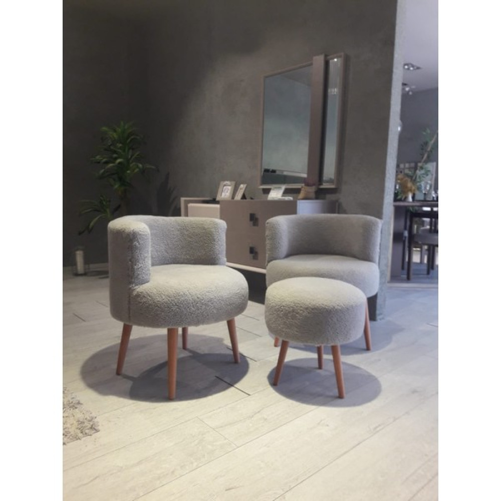Albatros Collection Koyu Gri Tedy Çay Seti Koltuk 2 Berjer,1 Puf - Renkli Tekli Koltuk & Berjer Fiyatı