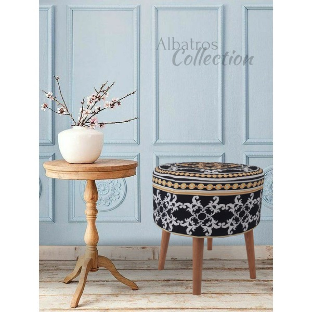 Albatros Collection Yeni, Gold, Desen, Ahşap, Ayak, Dekoratif, Etnik, Bohem, Handmade, Puf, Tabure, Sandalye, Bench, Koltuk - Naturel Puf Fiyatı
