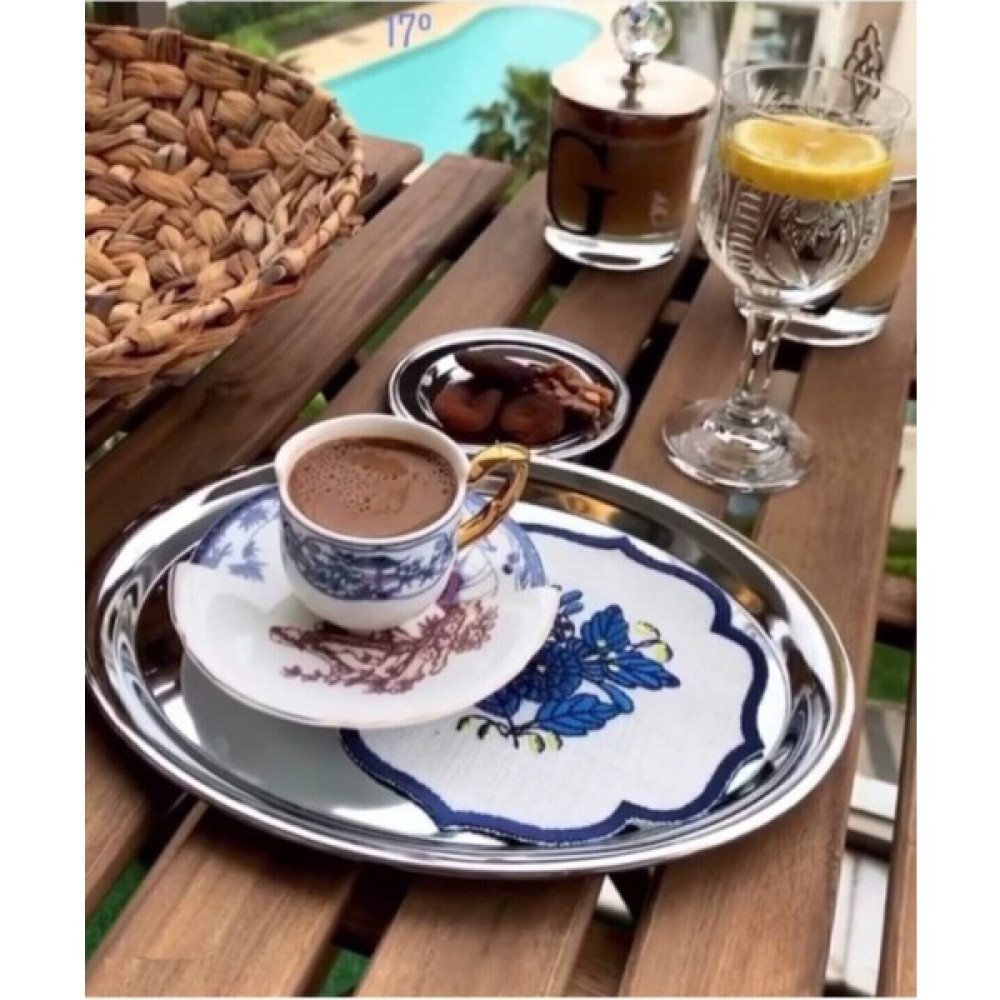 AlbiFoni Çelik Servis Sunum Tepsisi Çay Kahve Tepsisi 21 cm (1 Adet ) Servis Tepsisi Fiyatı