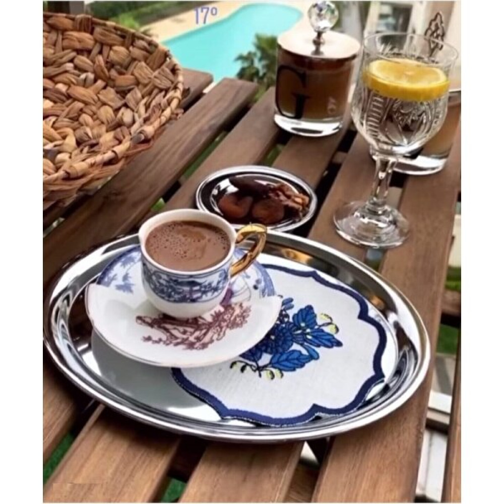 AlbiFoni Çelik Servis Sunum Tepsisi Kahve Tepsisi 21 cm (6 Adet) Servis Tepsisi Fiyatı