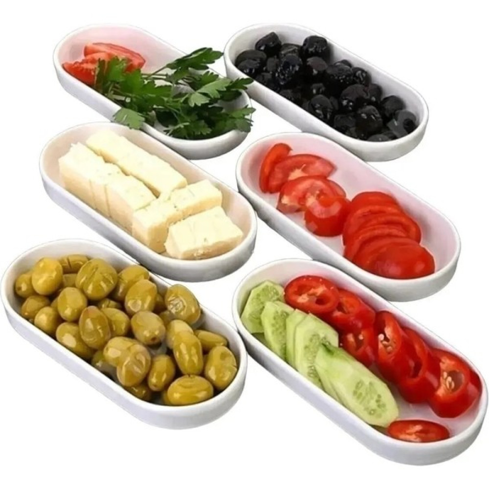 AlbiFoni Kahvaltılık 6’lı Oval Tabak & Kahvaltı Takımı & Düzenleyici 6’lı Set Krem Kahvaltı Takımı Fiyatı