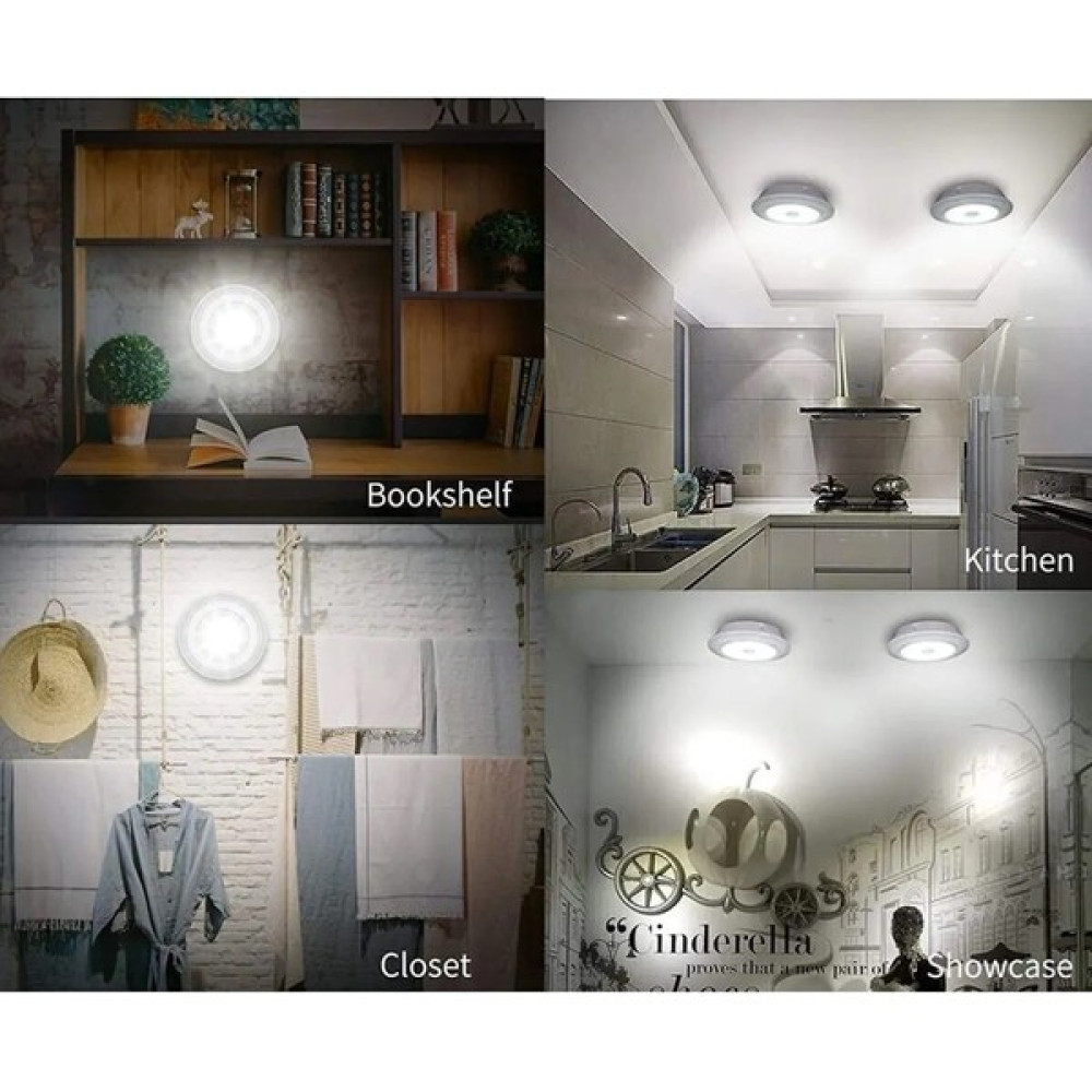 AlbiFoni Uzaktan Kumandalı Yapışkanlı Kablosuz Pilli LED 3’lü Spot Lamba Led Aydınlatmalar Fiyatı