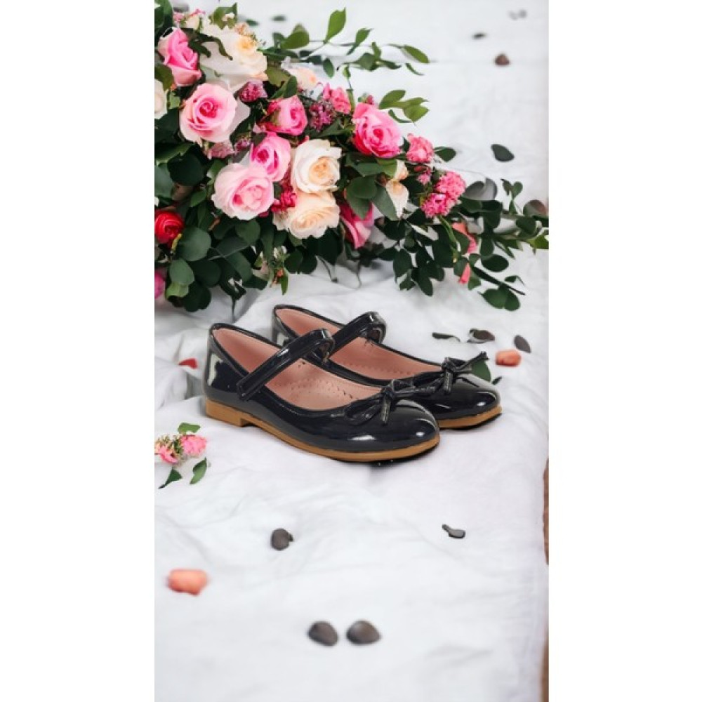 Albishoes Kız Çocuk Fiyonklu Cırtlı Rahat Taban Siyah Rugan Kız Çocuk Babet Ayakkabı Kız Çocuk Babet Fiyatı
