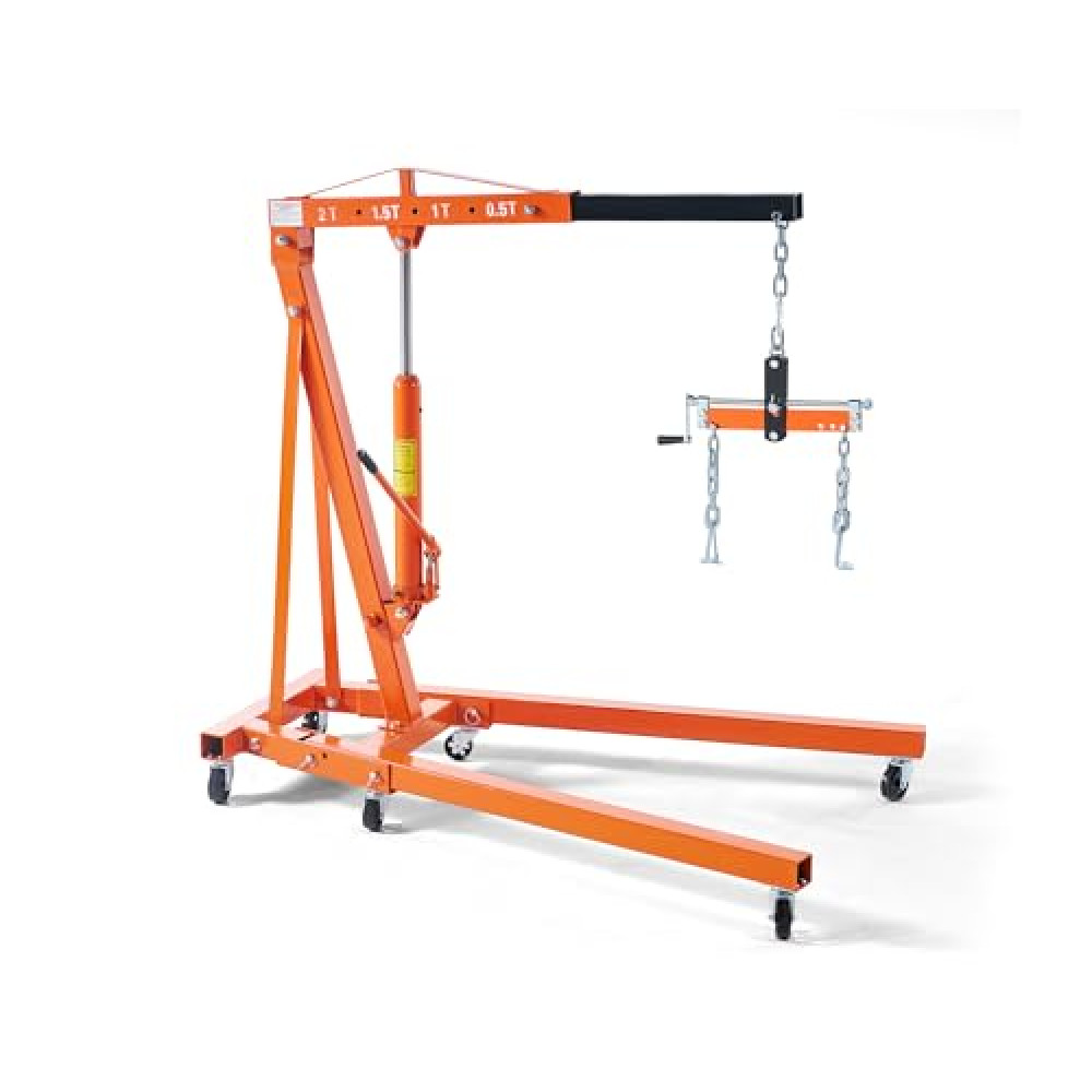 Albott 2-Ton Hydraulic Engine-Hoist with 6 Wheels(with Lever), Foldable Heavy Duty Lift, 4400 LB Capacity Cherry Picker for Workshops, Garages, and Warehouses